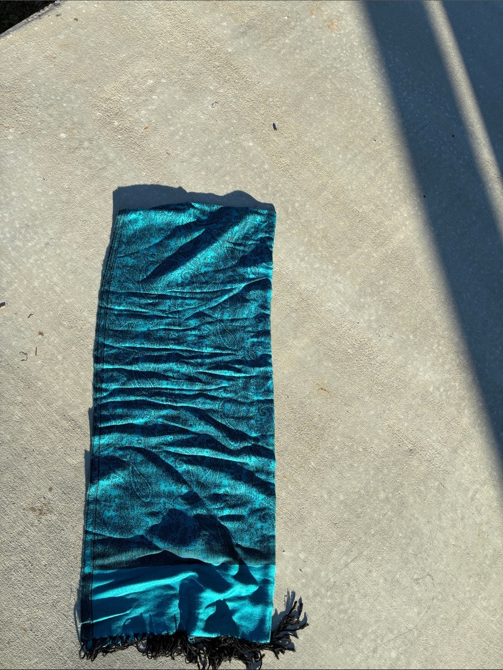 Turquoise and black pashmina with Fringe